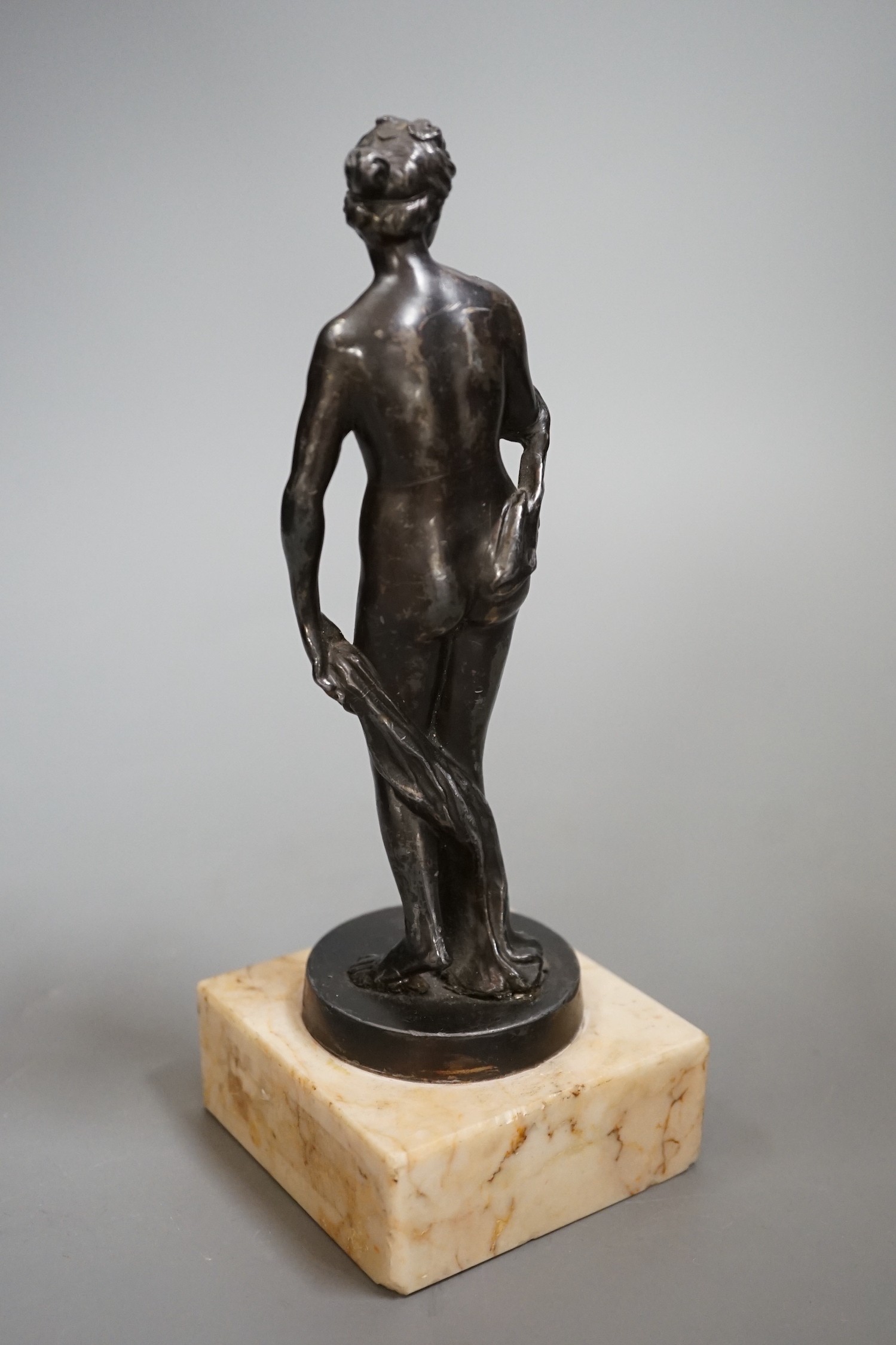 A bronzed spelter figure 'Eve', 20cm high